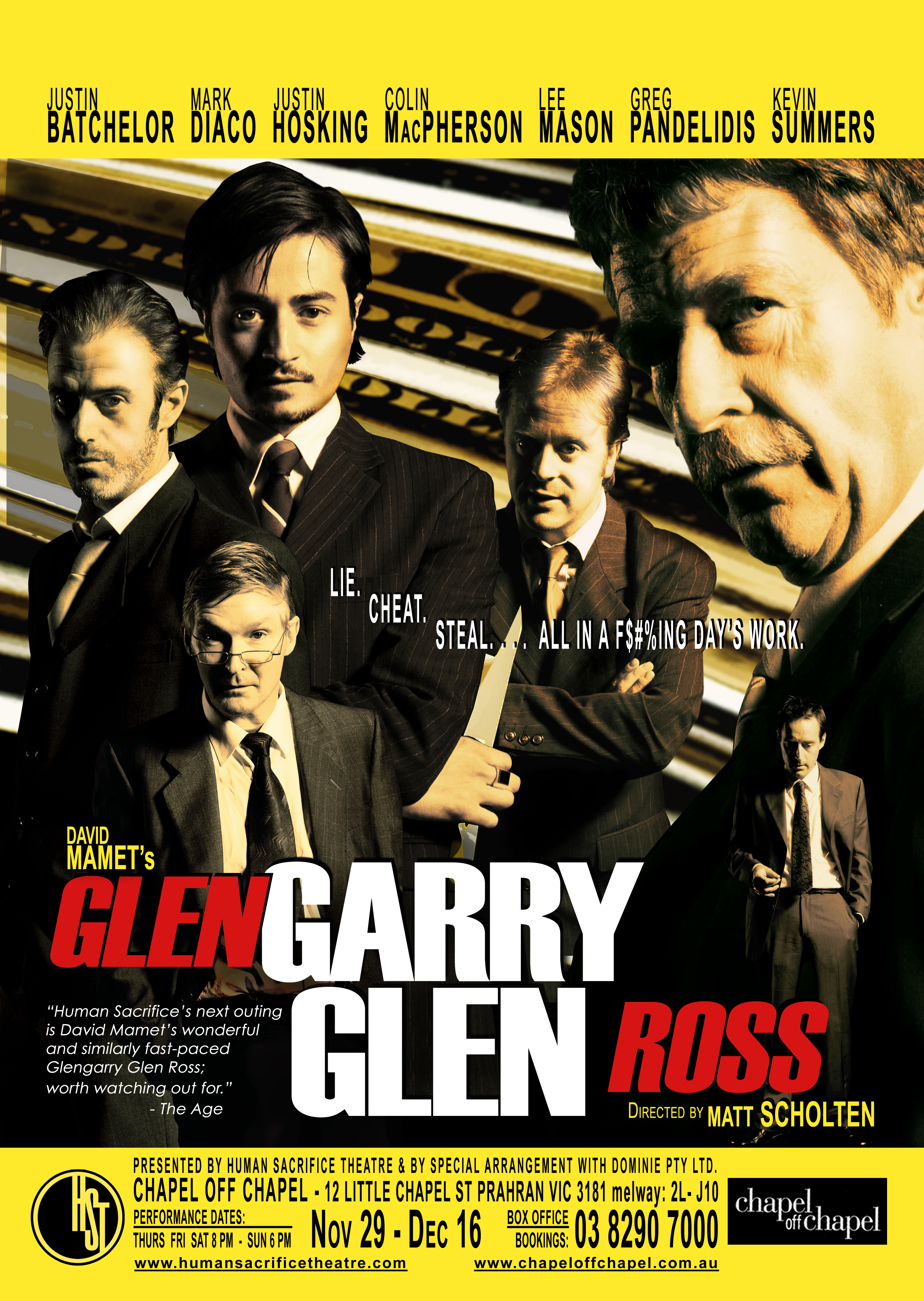 Glengarry Glen Ross poster, Human Sacrifice Theatre