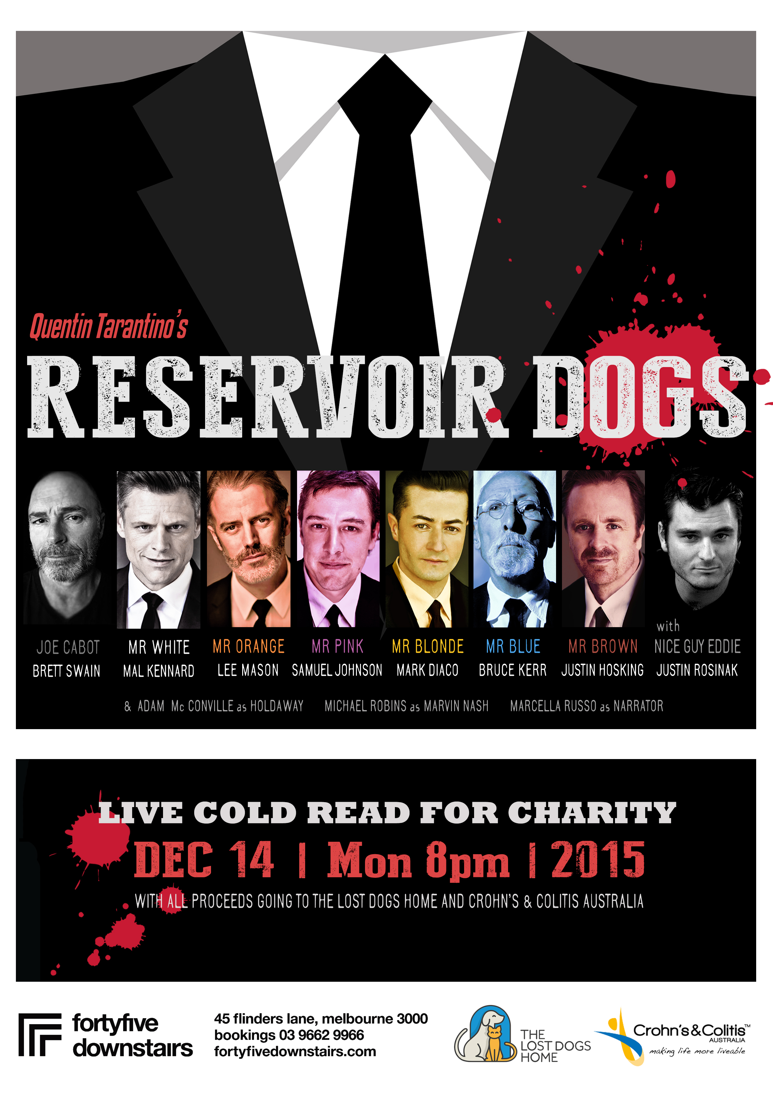 Reservoir Dogs live cold read poster, fortyfivedownstairs 2015
