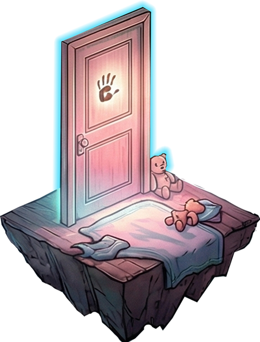 Dad door — a child's bedroom door with a small handprint