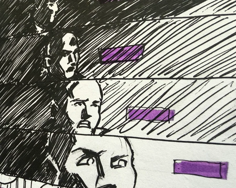 A rough sketchbook layout page — the original artwork